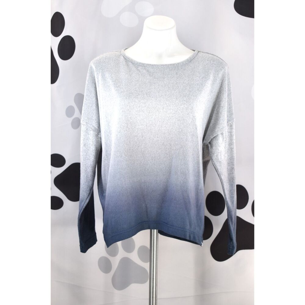 Lucky Brand Ombre Long Sleeve Crew Neck Sweatshirt Gray Blue Size Medium